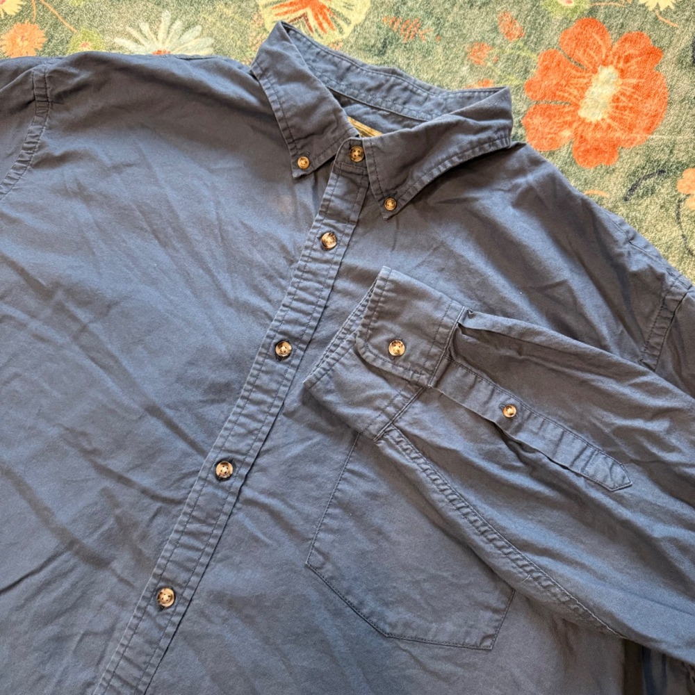 The Foundry Supply Co‎ Mens 2XLT Blue Button Down Shirt Long Sleeve Cotton FLAW